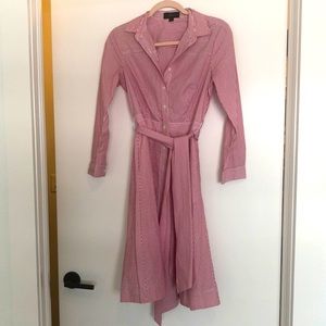 J.Crew red striped long sleeve shirt dress